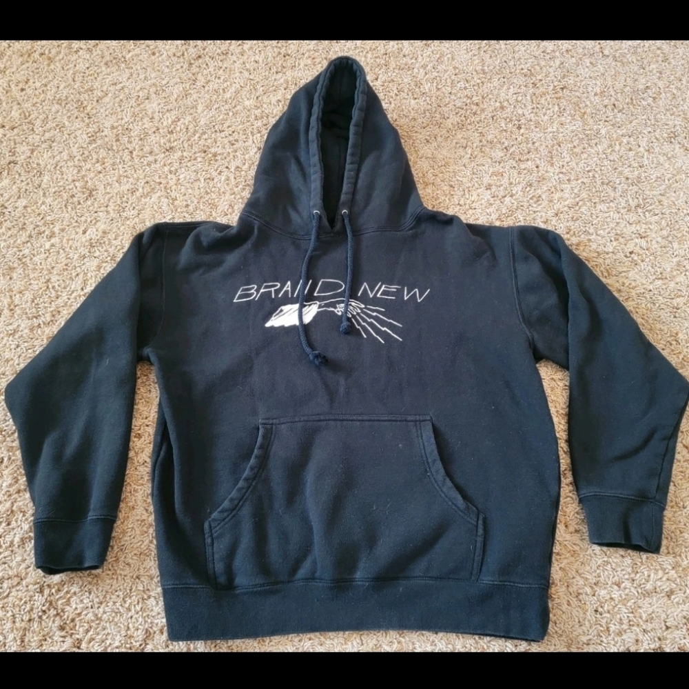 Vtg Brand New Black Hand Of Doom Hooded Emo Band Sweatshirt! Jesse Lacey! Medium